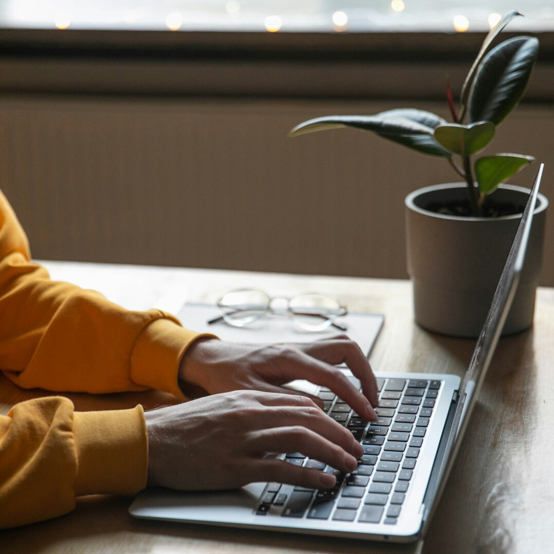 beginner writer at laptop